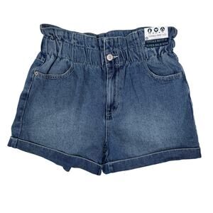 Y2K 90s Vintage Revival Paperbag Denim Shorts Juniors Womens Size 1/25 Rewash‎
